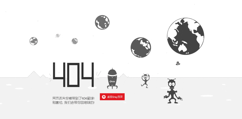 机器人飞船404错误页面模板纯HTML源码